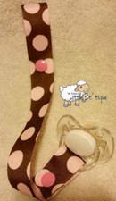 Pacifier Holder Binki Clip Snaps Teething Toy Baby Mom Diaper Bag Pink Polka Dot