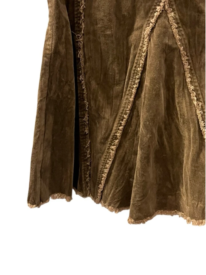 Hazel Anthropologie NWOT Velvet Brown Boho Skirt Women's Size Large Midi Casual - Image 3 of 4