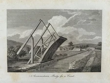 1795 British Canal Lifting Bridge Original Antique Print