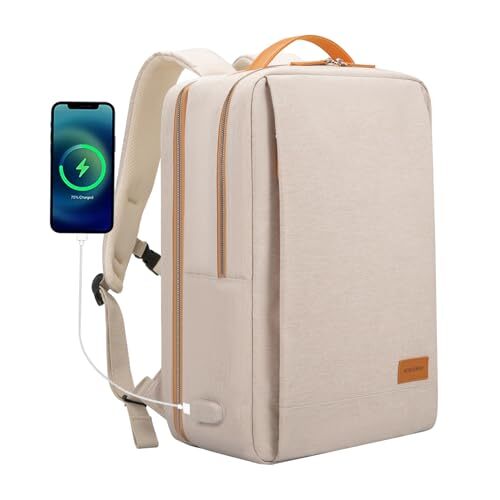 15.6 Inch Unisex Laptop Backpack Everyday Daypack in Beige