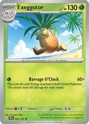 Pokemon Exeggutor 003/191 Regular Uncommon Surging Sparks Grass NM MLC