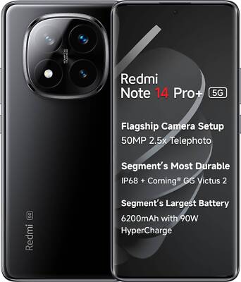 REDMI Note 14 Pro+ 5G (Black 256 GB 8GB RAM) 7s Gen 3