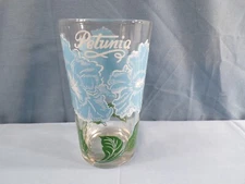 Boscul Peanut Butter Glass Tumbler Blue & White Petunia - White Name At Top #85