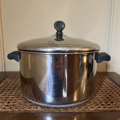 Farberware Stainless Steel Aluminum Clad 4 Quart Stock Pot With Lid Vintage USA