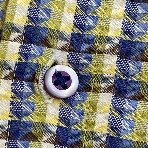 Robert Graham Mens Dress Shirt 2XL Blue Yellow Geometric Colorful Flip Cuff - Foto 14 di 24