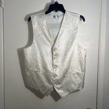 Vesuvio Napoli in Italy Mens Design vest Size Small White Paisley Formal Wear