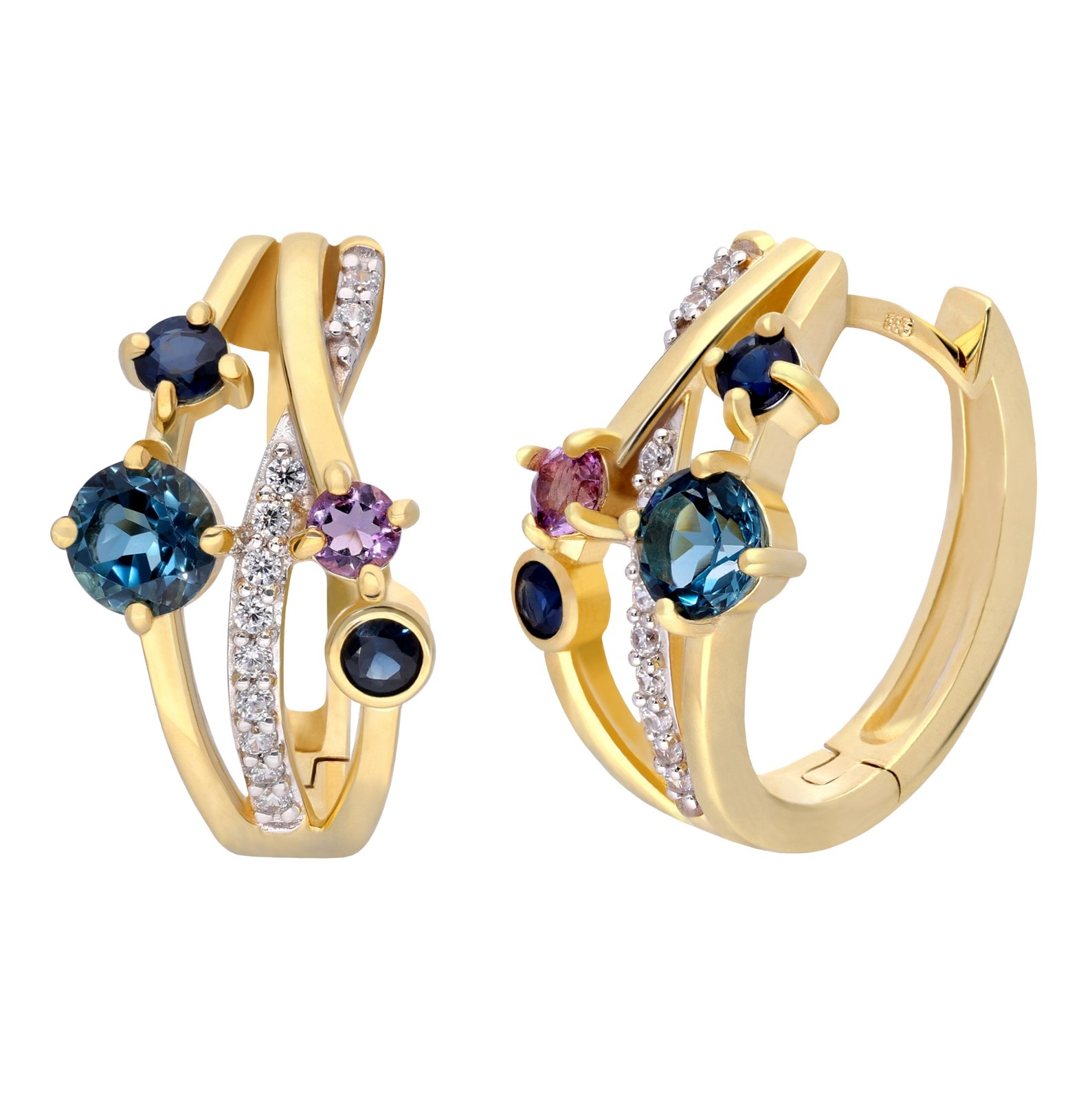 GLIZZ Schmuck Damen-Ohrringe Gold 333 8K Multicolor Klapp-Creolen GL8565 91090₽
