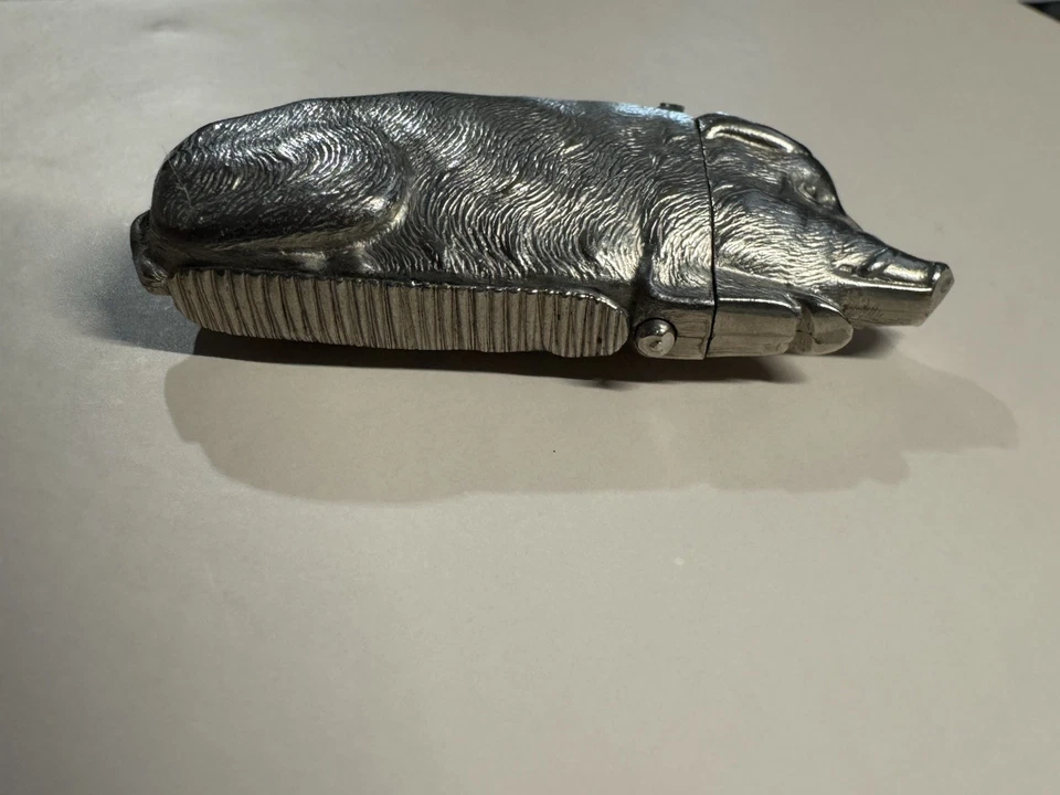 Antiguo jabalí victoriano plateado Vesta caja fuerte rara y única coleccionable Foto 3 de 4