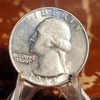 1964  Washington Quarter BU Slider 90% Silver 25c US Coin