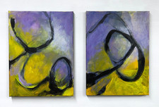Original Abstract Paintings Set Of 2 Contemporary Expressionist Canvas 12x16