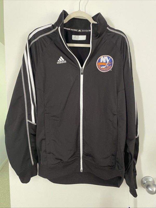 NWT New York Islanders ADIDAS Full Zip Jacket BLACK/WHITE OFFICIAL LICENSE SZ M