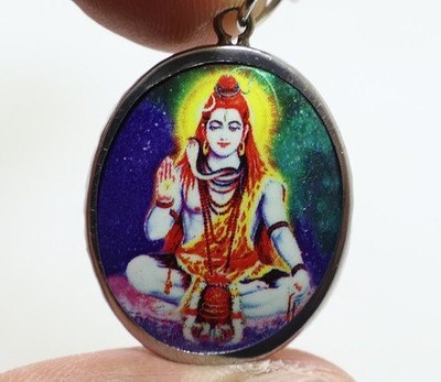 LORD SHIVA MAHADEV OM MAHADEVA GOD SIVA RUDRA BLESS 1980s HINDU LOCKET NECKLACE