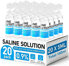 20 Pack 0.9 Saline Solution, Normal Solution for All Ages, Total 100Ml
