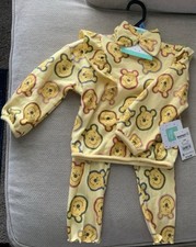 Disney Yellow Winnie the Pooh Kids Pajama Set with Bow Size 24 Months