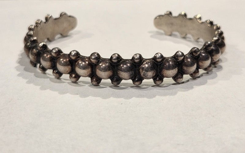 Vintage Marked Mexico 925 Small Domed Row Cuff