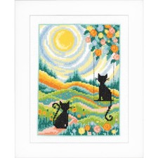 Vervaco Kreuzstich Stickpackung "2 Katzen im Garten", Zählmuster, 14x18cm