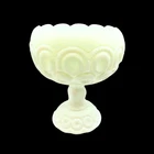 VTG L.E. Smith Moon & Stars White Milk Glass Compote Dish Pedestal MCM Decor