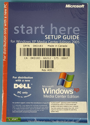 New Sealed Windows XP Media Center Edition 2005 Reinstallation DVD; Dell