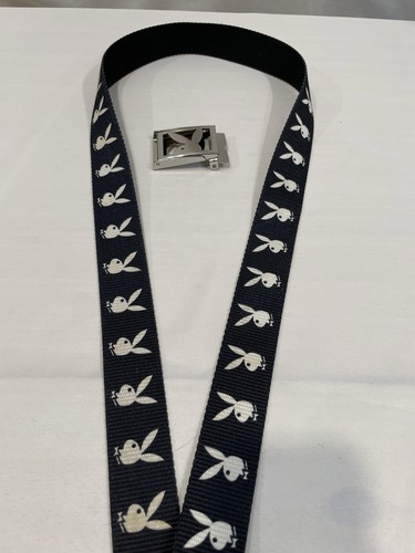 Playboy Bunny Canvas Gürtel mit Logo Bunny Schnalle 42" langer Gürtel Retro gebraucht