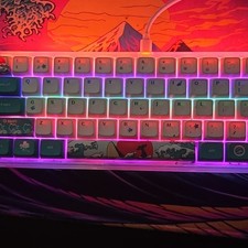 GK022 Mechanical USB Wired RGB Illuminated Compact QWERTY Keyboard White/Blue