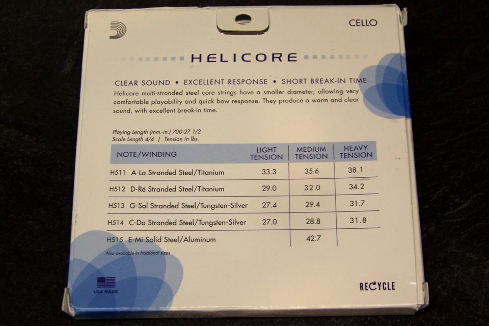 D'Addario Helicore Cello String Set, 4/4 Scale, Light Tension - Image 2 of 2