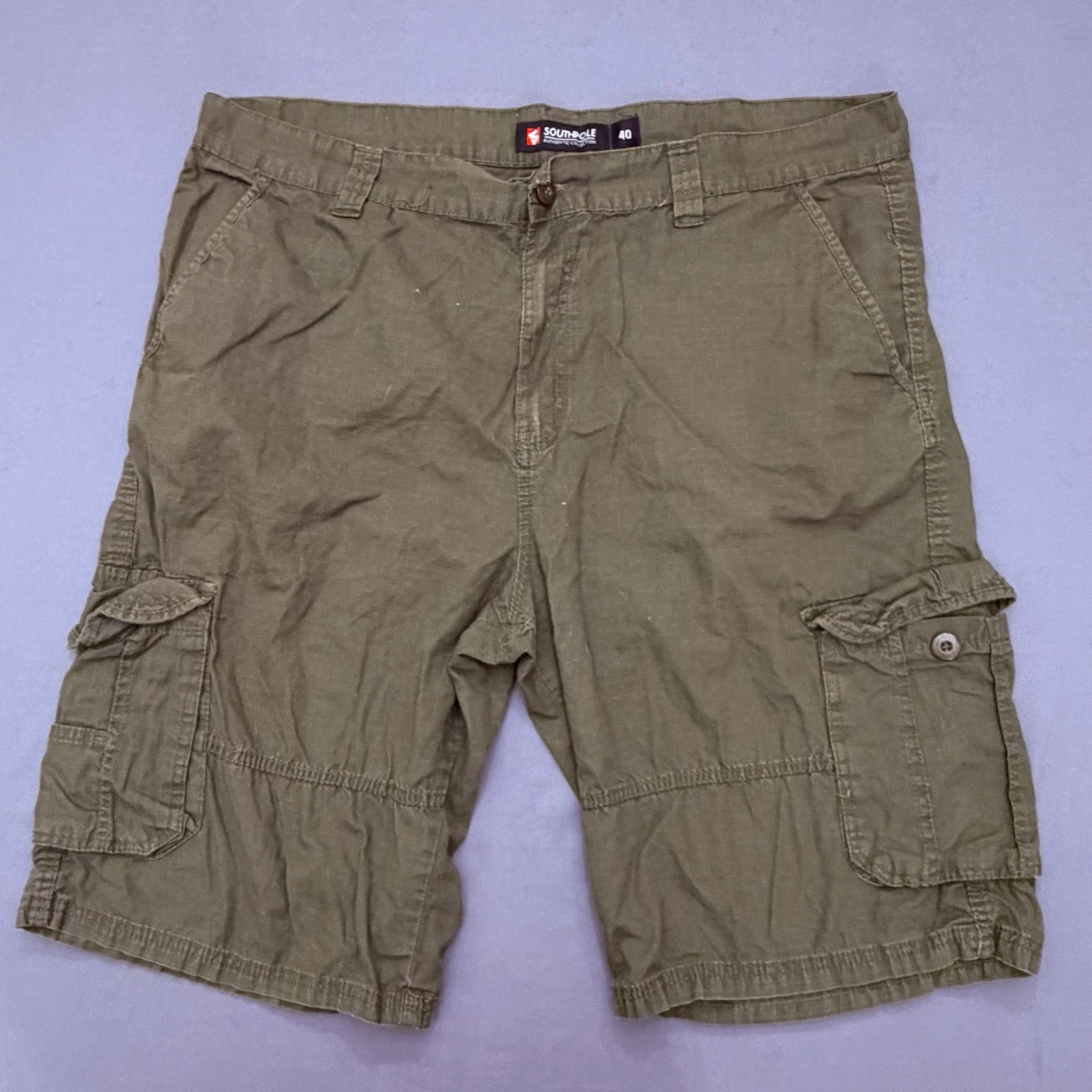 Southpole Mens Ripstop Cargo Shorts Size 40 Olive Green Utility Outdoor Hiking