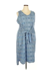 H By Halston Women Blue Casual Dress 2X Plus