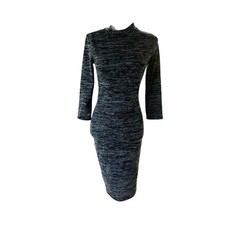 Lulus Long Sleeve Dress Black Gray Medium