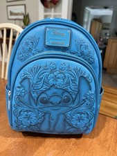NWT Loungefly Disney Lilo Stitch Hibiscus Blue Embossed Mini Backpack-SOLD OUT