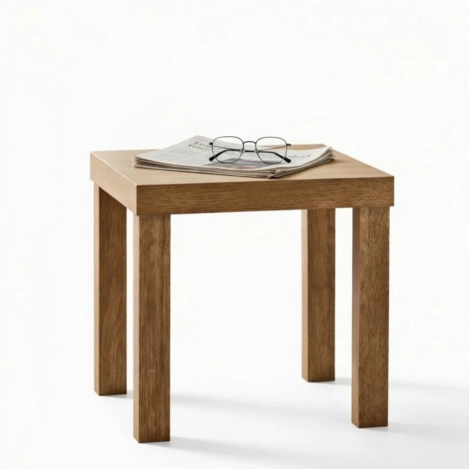 Square Oak Side Table Small Coffee Table Bedside End Table Living Room 35cm - Image 1 of 4