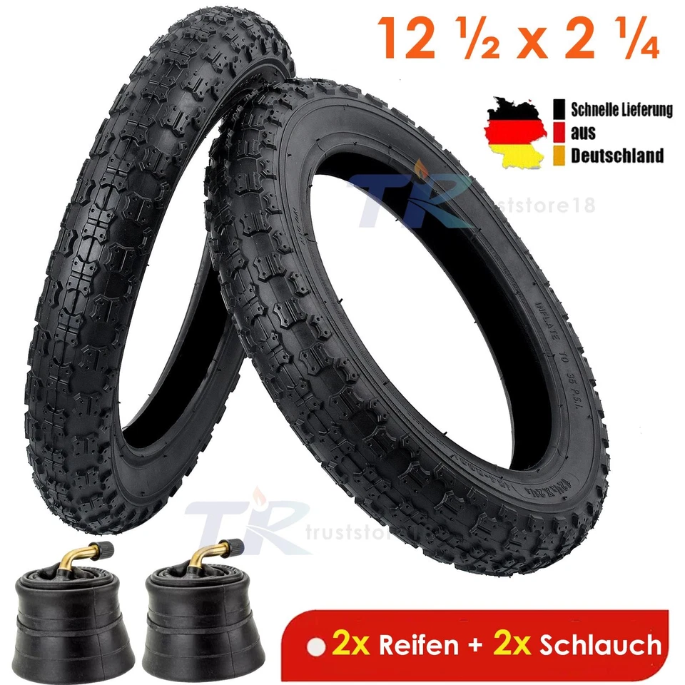 2x Reifen + 2x Schlauch 12" Kinderwagen Kínderrad 12 1/2 x 2 1/4 (54-203) - Bild 4 von 4