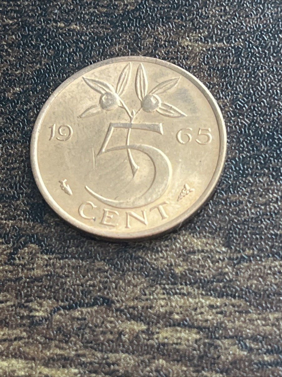 5cモルト　微高レート 1965 Netherlands 5 Five Cents Uncirculated Queen Juliana Actual