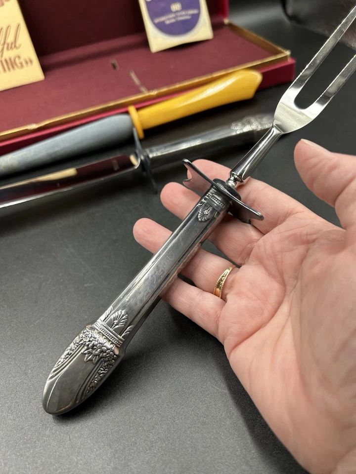 Juego de tallado asado First Love 1847 Rogers Bros ISC juego de 3 piezas caja original papeles Foto 3 de 4