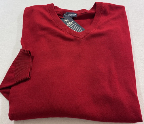 Hart Schaffner Marx Merino Wool V-Neck Sweater Mens 4XB Big 4X Red Big Tall New
