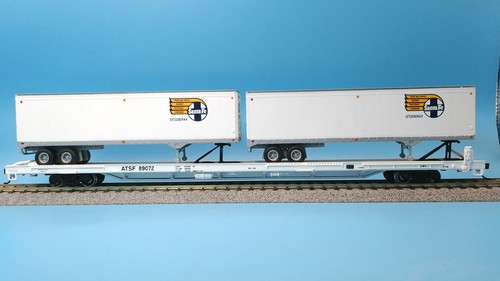 Athearn 93281 HO Santa Fe 85' coche plano 2 remolques ruedas de metal NOS ATSF | Condition: New