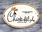 VINTAGE 10x6.5" CHICK-FIL-A FAST FOOD SODA POP GASOLINE PORCELAIN MOTOR OIL SIGN