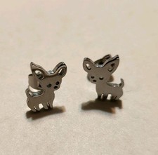 Stainless Steel Chihuahua Puppy Dog Stud Earrings.