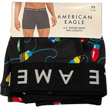 NWT AMERICAN EAGLE Men's 4.5" Boxer Brief Sz XS-S-M-L-XL Black Christmas #86