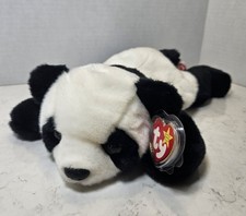 Vintage Ty Beanie Buddies 1998 Peking Panda Plush Stuffed Animal Black White 14"
