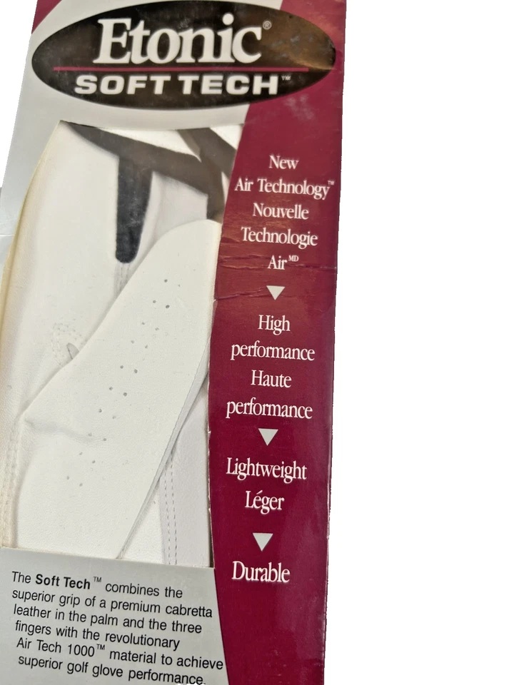 Nuevo Guante de Golf Etonic Soft-Tech Para Hombre Izquierdo Grande Cadete Con Cool Max Foto 2 de 4