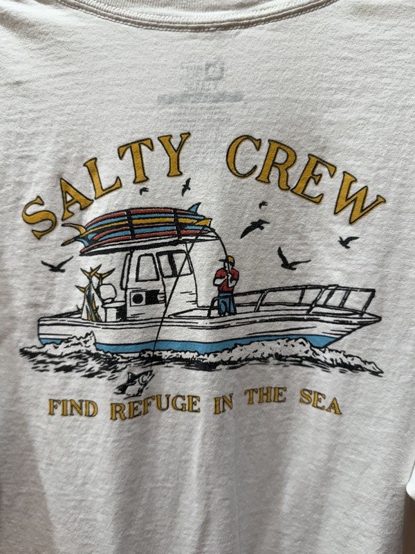 Salty Crew "Find Refuge in the Sea" XL  T-Shirt - White - Great Condition!