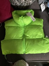 Zara Cropped Puffa Jacket Green Size L-XL New Neon Green
