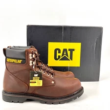 CAT Second Shift 6" Work Boots Size 9M Dark Brown Leather Upper Slip Resistant