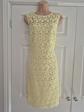 Lemon Yellow Lined Occasion Dress Size 14 By FWM