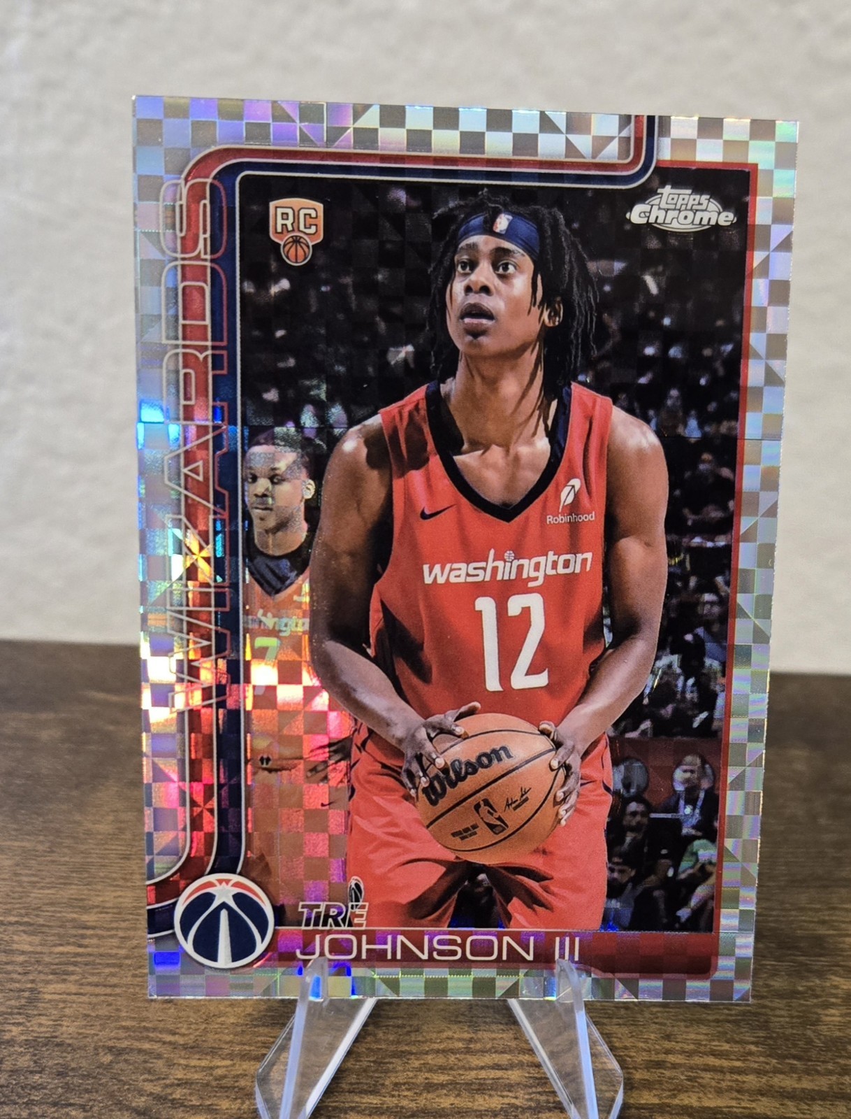 Tre Johnson III 2025-26 Topps Chrome X-Fractor RC #256 Washington Wizards Card🏀