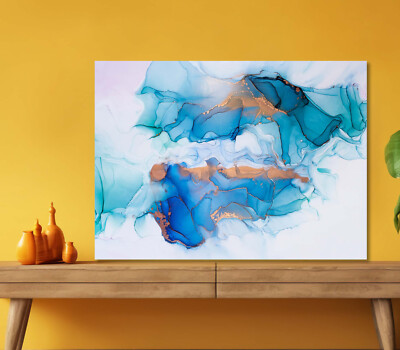 Blue & White Abstract 5mm thick Plastic Poster Ready to Hang 60x45cm