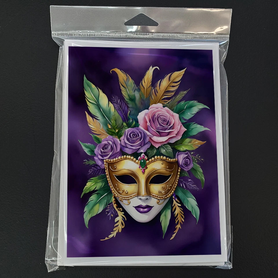 Mask Mardi Gras Greeting Cards and Envelopes Pack of 8 DAC5237GCA7P - Изображение 3 из 3