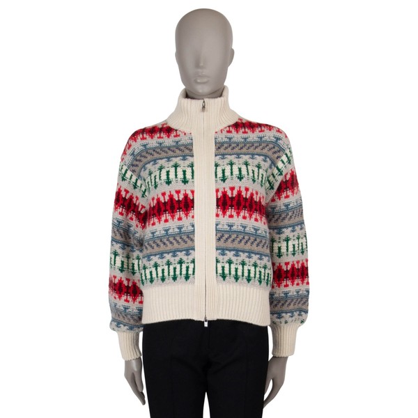 71265 authentische LORO PIANA ausgefallene weiße Kaschmir 2024 NOEL KNIT Bomberjacke 38 XS