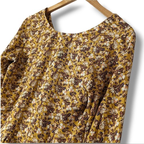 Patagonia Shallow Moon Flowy Boho Floral Blouse Mountain Cranberry Glyph Gold XS - Picture 8 of 8