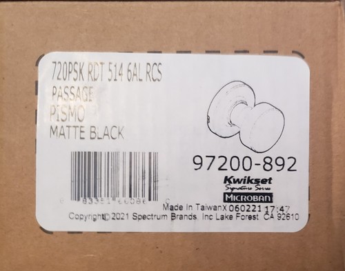 Kwikset 720PSK RDT 514 6AL RCS, Pismo, Passage Door Knob Set, Matte Black - Picture 6 of 6